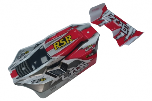MODSTER Ersatzteile für RC Auto Mini Cito Upgrade Karosserie mit Spoiler in rot/weiß