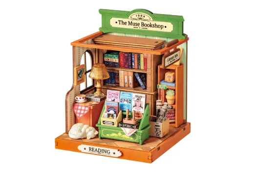 Lasercut Holzbausatz Der Muse-Buchladen 114 Teile