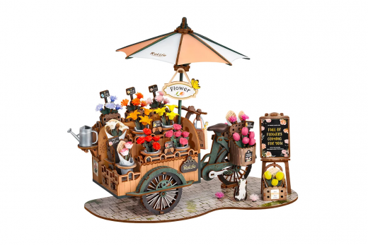 Lasercut Holzbausatz Standmodell Blumenwagen - 187 Teile