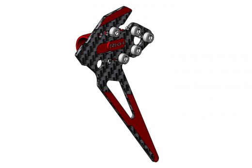 Rakonheli CNC vertikale Finne mit Heckmotorhalterung aus Carbonfaser mit Aluminium in Rot für Blade InFusion 120