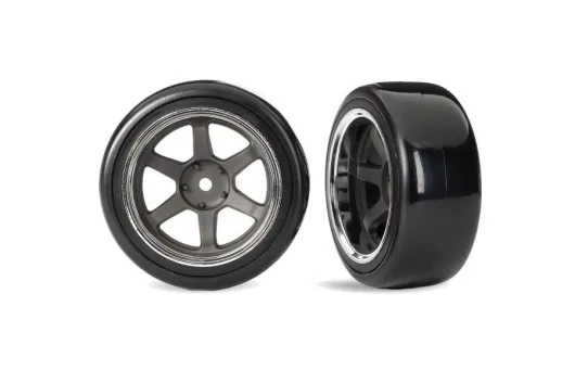 Traxxas Ersatzteile Drift-Reifen 1,9 soft auf 6-Speichenfelgen in grau hinten 2Stück für 4-TEC 1/10