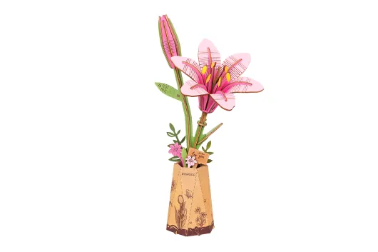 Lasercut Holzbausatz Standmodell Blume - Rosa Lilie 124 Teile