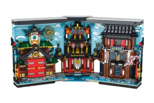 Reobrix Klemmbausteine Ninja Stadt, Book Nook (Buchstütze) - 3086 Teile