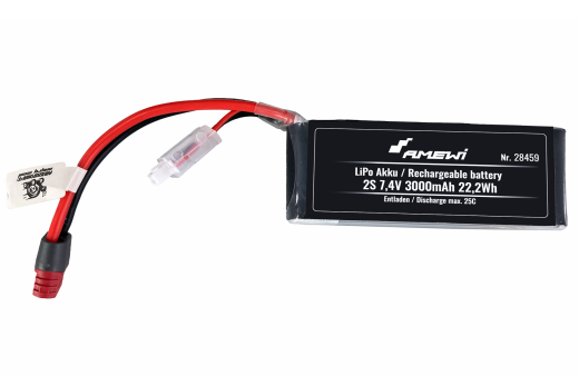 Amewi LiPo Akku 2S 7,4V 3000mAh 25C T-Stecker für Hyper Go RC-Car Desert Buggy und Truggy