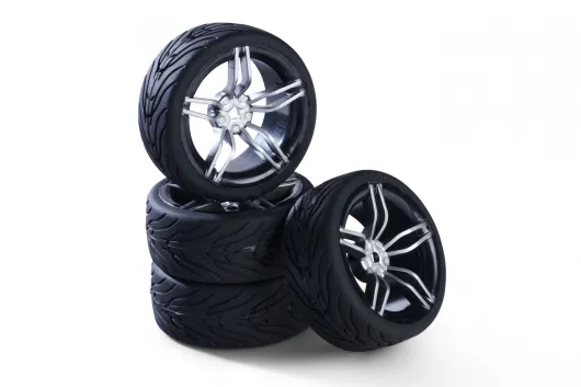 Carson RC Tuning Räderset mit 10 Speichen Felgen in silber 26mm 4Stück für Tamiya 1/10