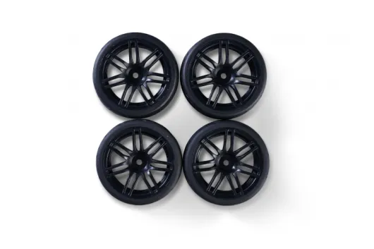 Carson RC Tuning Räderset mit 14 Speichen Felgen in schwarz 26mm 4Stück für Tamiya 1/10