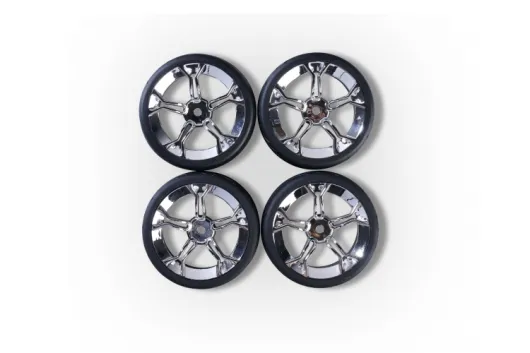 Carson RC Tuning Räderset mit 5 Y-Speichen Felgen in chrom 26mm 4Stück für Tamiya 1/10