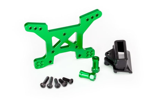 Traxxas Tuning Dämpferbrücke aus 7075-T6 Aluminium in grün vorne für Rustler 1/10