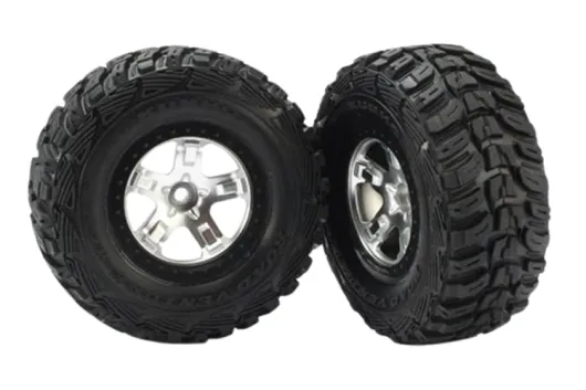 Traxxas Tuning Kumho Reifen auf Felgen in satin-chrom schwarz vorne 2Stück für Ford Raptor und Slash 1/10