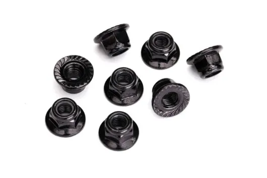 Traxxas Ersatzteile Stopmutter aus Stahl 5mm mit Flansch verzahnt in schwarz 8Stück für MAXX 1/10 und Unlimited Desert Racer 1/7