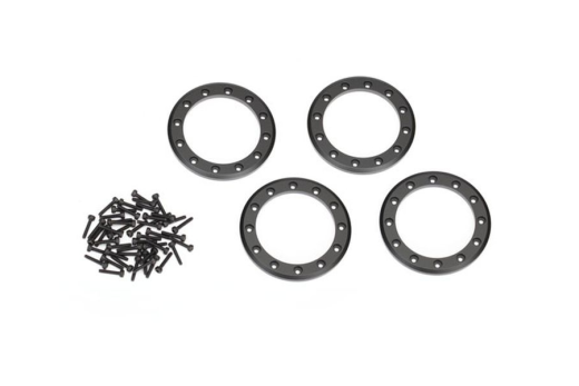 Traxxas Tuning Beadlock-Ring 2,2 aus Aluminium in schwarz 4Stück mit Schrauben (für Method 105 Felgen) für TRX-4 1/10