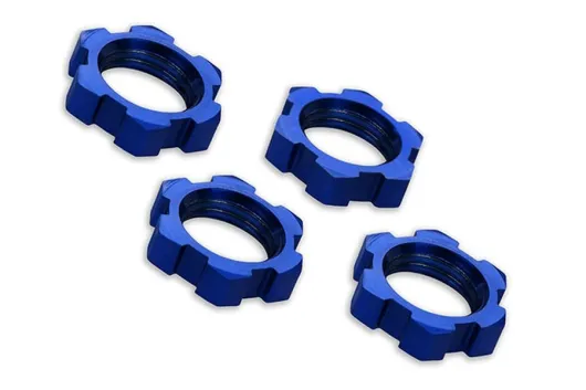 Traxxas Tuning Radmuttern verzahnt aus Aluminium in blau 17mm 4Stück für X-Maxx 1/7 und Funco 1/6