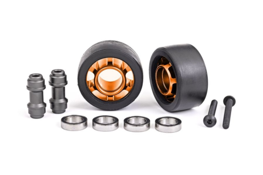 Traxxas Tuning Komplettrad für Wheelie-Bar aus 6061-T6 Aluminium in orange 2Stück für MAXX 1/10, X-Maxx 1/7 und Funco 1/6