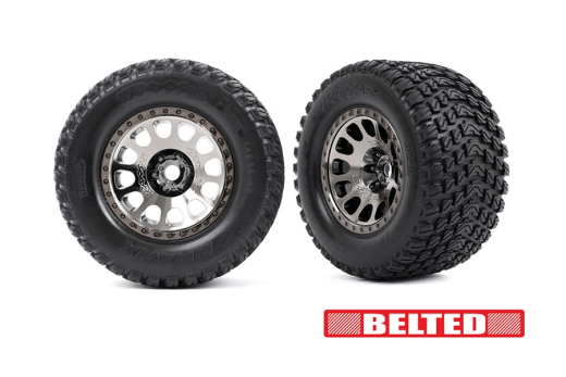 Traxxas Tuning Gravix Belted Reifen auf XRT-Felgen in schwarz-chrom 24mm 2Stück für X-Maxx 1/7