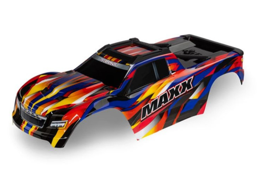 Traxxas Tuning Karosserie Maxx V2 in gelb mit Aufkleber (Radstand 352mm) für MAXX 1/10