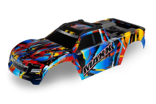 Traxxas Tuning Karosserie Rock n Roll mit Aufkleber (Radstand 352mm) für MAXX 1/10