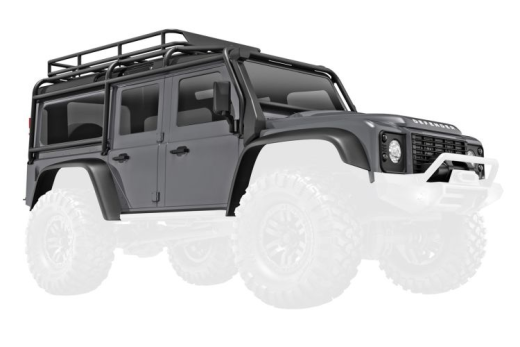 Traxxas Tuning Karosserie Defender in silber mit Anbauteilen für TRX-4M 1/18 