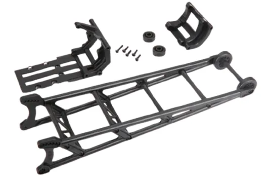 Traxxas Tuning Wheelie-Bar in schwarz montiert mit Halter für Bandit, Bigfoot, Rustler, Slash und Stampede 1/10