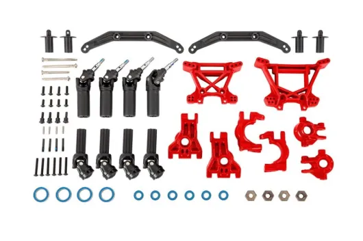 Traxxas Tuning Extreme Heavy Duty Aufhängungs-Set Komplett in rot für Ford Fiesta, Raptor, Rustler, Slash und Stampede 1/10