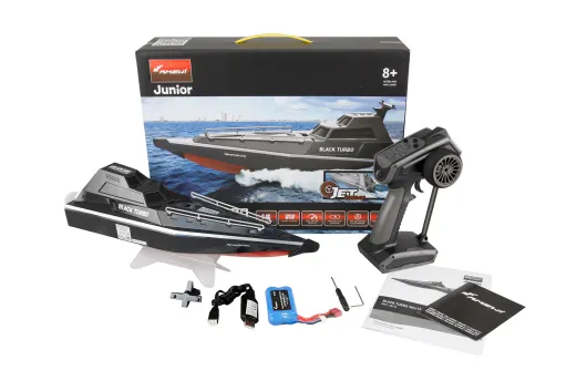 Amewi RC Boot Black Turbo Militärboot mit Jetantrieb 420mm RTR in schwarz