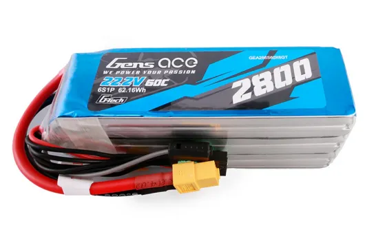 GensAce 2800mAh 22,2V 60C 6S1P Lipo Akku mit XT60 Buchse mit G-Tech Balancer - XH kompatibel