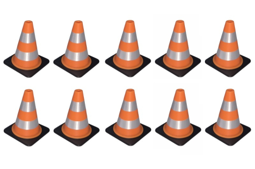 RC Scalezubehör 1/18 1/24 Verkehrskegel (Warnkegel) orange/weiß reflektierend 3,2x3,2x4cm 10Stück