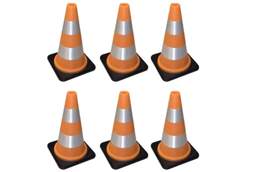 RC Scalezubehör 1/8 Verkehrskegel (Warnkegel) orange/weiß reflektierend 5,7x5,7x9,3cm 6Stück