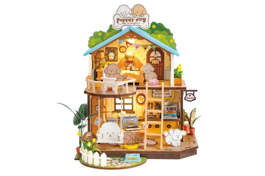 Lasercut Holzbausatz Standmodell Hunde Welpenvilla - 230 Teile