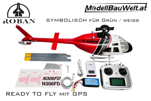 Roban RotorScale B206 Grün Weiß 450 Hubschrauber mit GPS - RTF