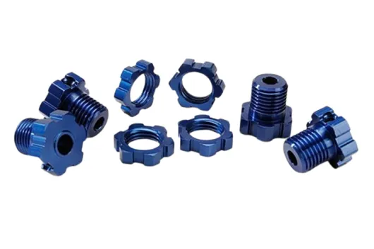 Traxxas Zubehör Radmitnehmer mit Muttern aus Aluminium 17mm in blau 4Stück für Bigfoot, Rustler, Slash und Stampede 1/10