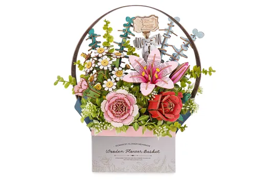 Lasercut Bausatz Modell Blumenkorb aus Holz - 428 Teile