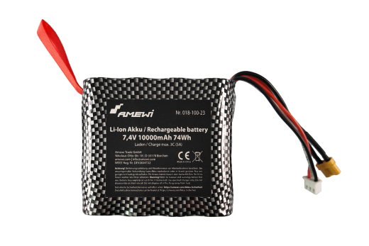 Amewi Li-Ion Akku 2S 7,4V 10.000mAh mit XT30 zum Beispiel für Amewi G106E Vollmetal Bagger 1:14 RTR