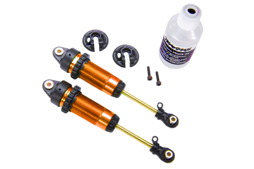 Traxxas Tuning GTR Dämpfer XXL in orange mit Teflon und TiN beschichtet 2Stück für Ford Raptor, Rustler, Slash und Stampede 1/10