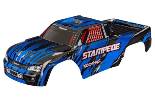Traxxas Tuning Karosserie in blau schwarz Clipless mit Aufkleber für Stampede 1/10