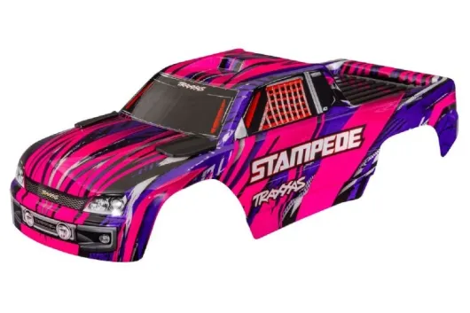 Traxxas Tuning Karosserie in pink Clipless mit Aufkleber für Stampede 1/10
