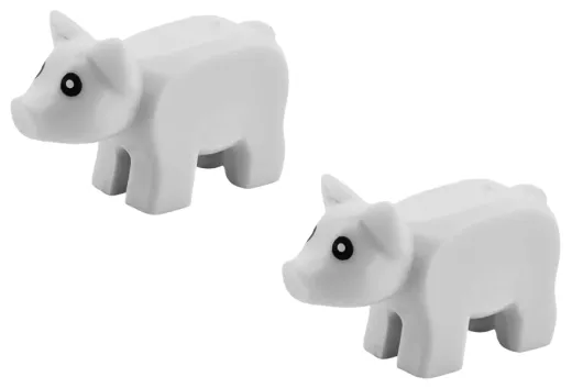 Klemmbausteine Tier Schwein klein / Minischwein in weiß 2Stück