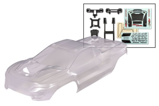 Traxxas Ersatzteile Karosserie in Klar mit Aufkleber für MINI-XRT 1/16
