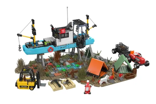 Mouldking Klemmbausteine Boots Reparaturhof mit Trecker und Gabelstapler - 1234 Teile