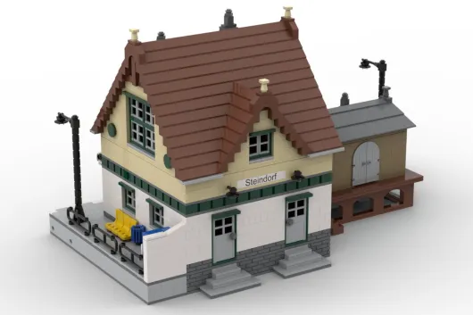 STS Klemmbausteine Modularer Kleinstadt Bahnhof Steindorf - 1963 Teile