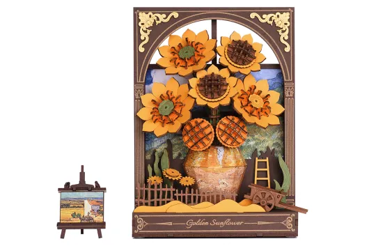 Lasercut Holzbausatz Goldene Sonnenblume - 266 Teile