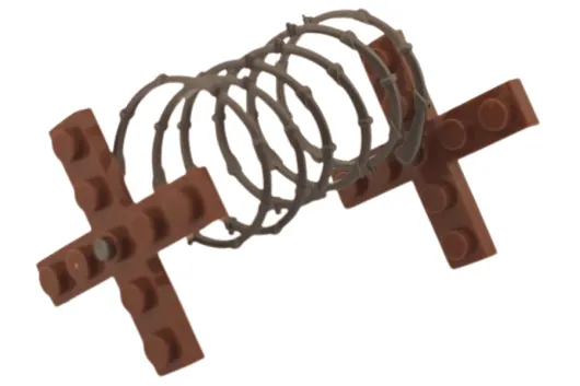 Klemmbausteine Straßesperre mit Stacheldraht