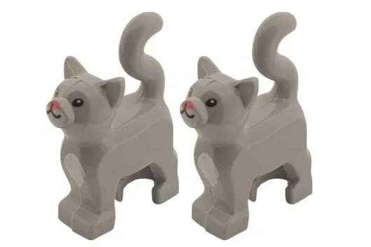 Klemmbausteine Tier Katze klein / Minikatze mit Druck in grau 2Stück