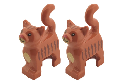 Klemmbausteine Tier Katze klein / Minikatze mit Druck in braun 2Stück