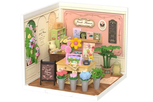 Lasercut Kunststoff Bausatz Standmodell DIY Miniature Haus Super Creator Serie Frischer Blumenladen - 142 Teile