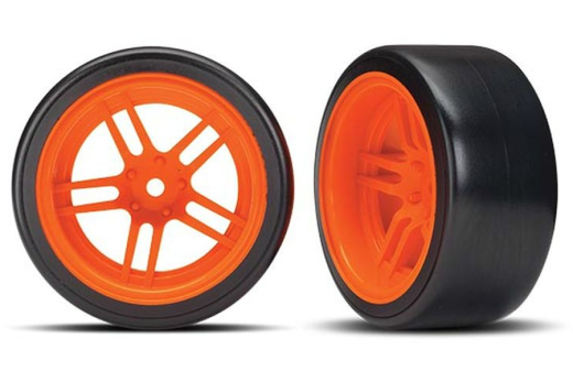 Traxxas Ersatzteile Drift Reifen auf 1,9 Felgen in Orange Vorne 2Stück für 4-TEC 1/10