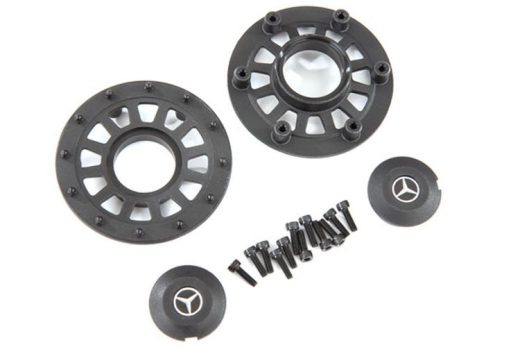 Traxxas Tuning Radnabenkappen und Beadlock Ring MB G63 in schwarz (für TRX8255A Radachse) 2Stück für TRX-6 1/10