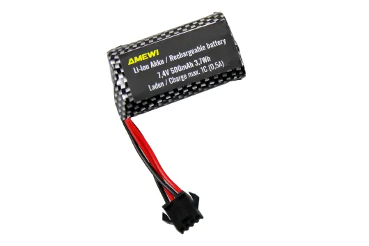 Amewi Ersatzteile LiIon Akku 2S 7,4V 500mAh 15C Rundzellen HBX 4Polig zum Beispiel für Amewi RC Car 1:18
