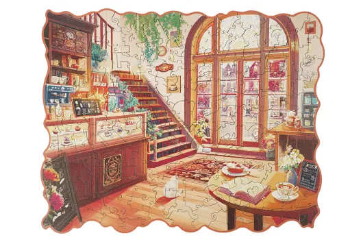 Lasercut Holz Puzzle Gemütliches Wintercafé - 200 Teile