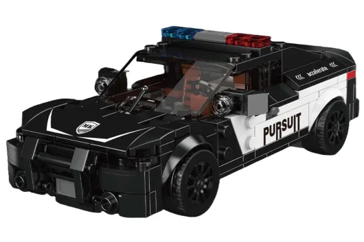 MouldKing Klemmbausteine Auto Polizei Challenger Sportwagen - 443 Teile mit stapelbarer Displaybox/Sammelbox