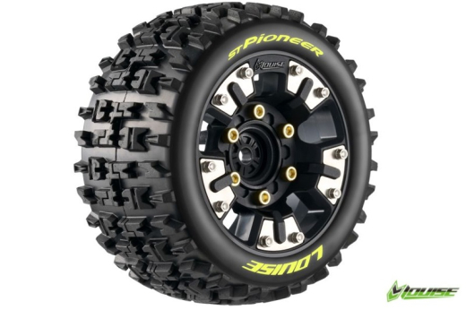 Louise Reifen ST-Pioneer soft auf Felge in schwarz 12mm 2Stück für Traxxas MINI-MAXX und MINI-XRT 1/16